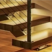 mono stringer floating stair treads with built in lighting