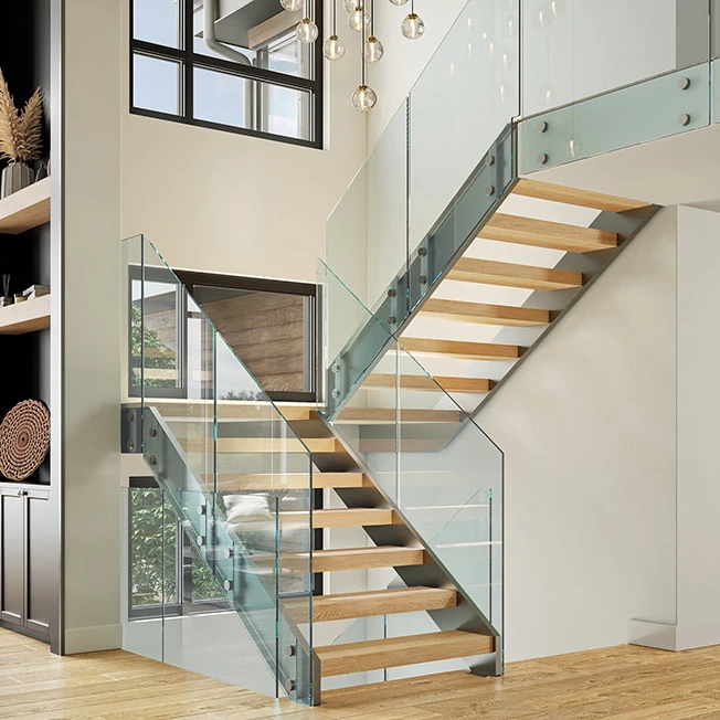 dual stringer floating staircases
