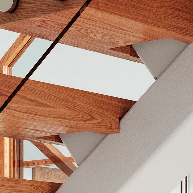 mono stringer floating staircase with hidden tread connections