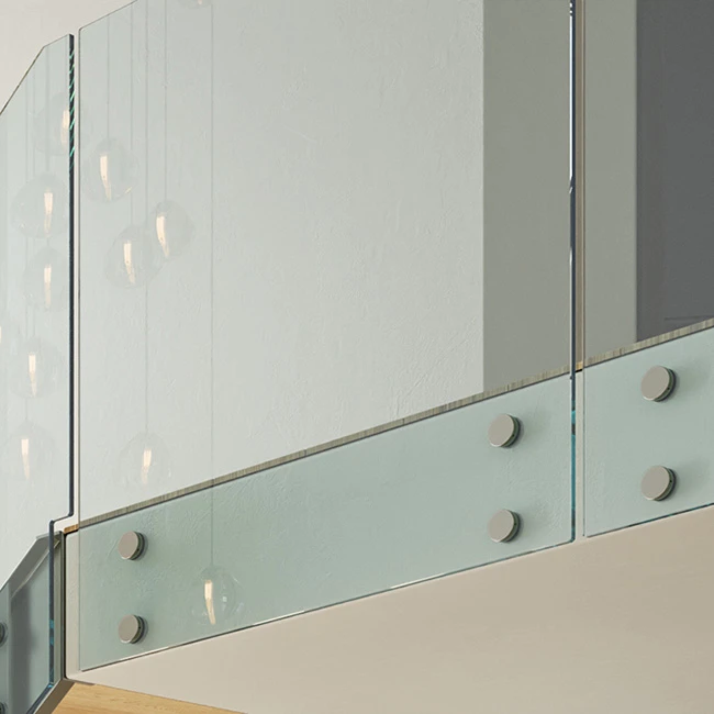 glass loft railing to match floating staircase railing