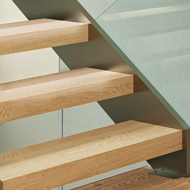 floating staircase tread to stringer hidden connections