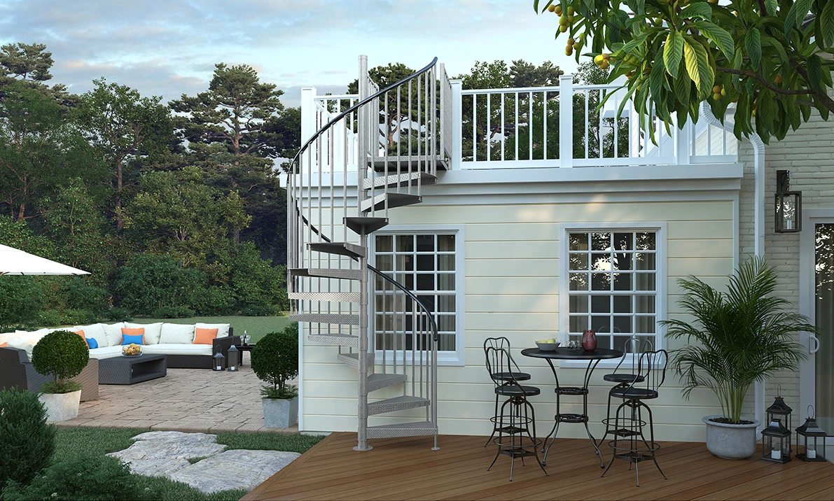 quick ship in stock outdoor spiral staircase