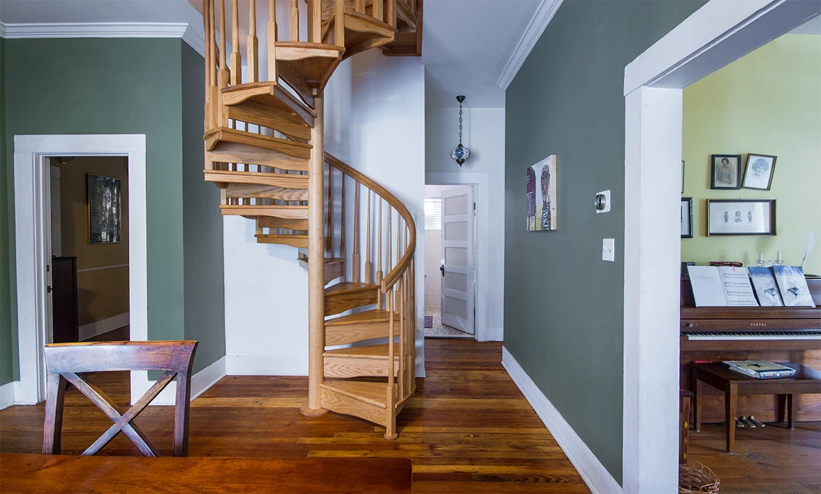 browse solid wood spiral staircases for indoor spaces