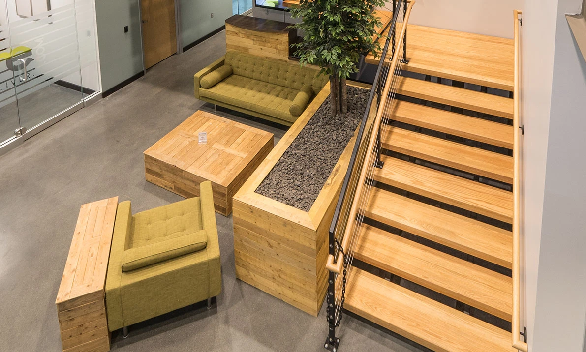 commercial building floating staircases