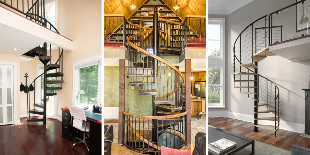 different spiral stair loft styles