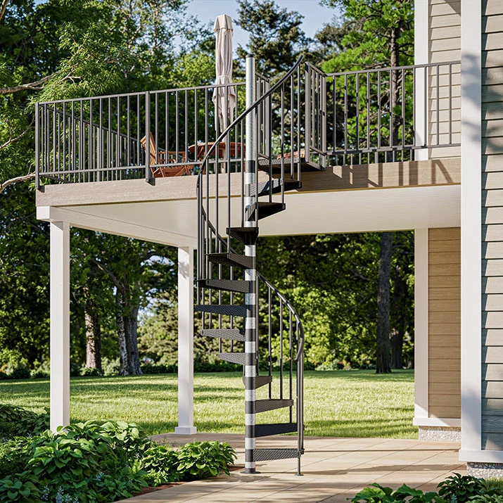 essential outdoor spiral stair - 42 inch black lifesstyle