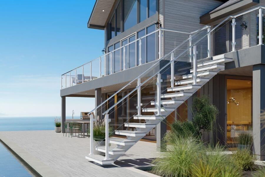 Glass railing system with clear outdoor views