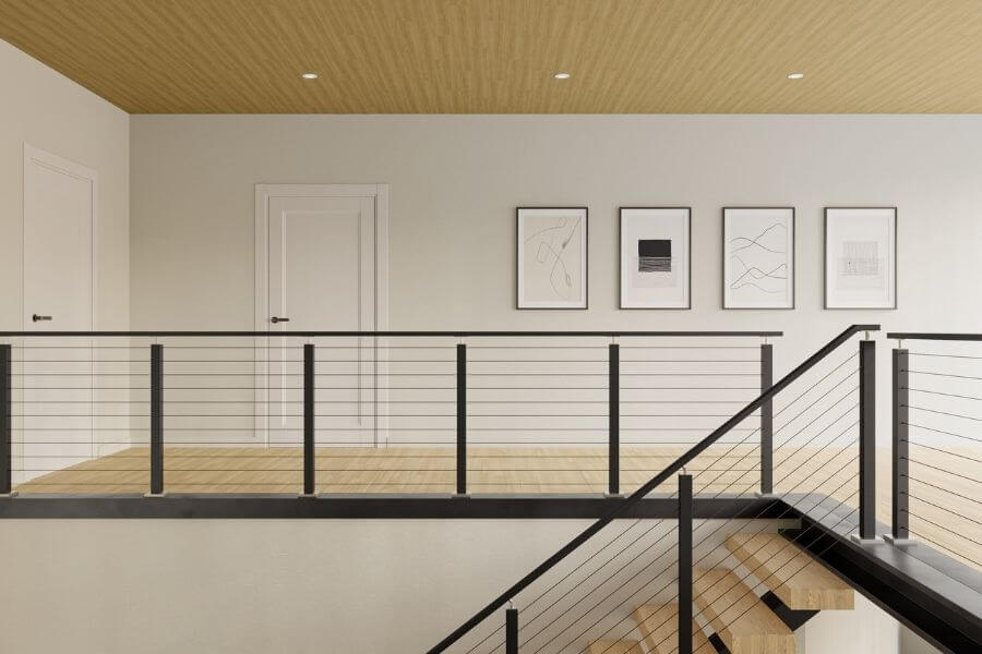 Modern indoor railing for a loft or mezzanine